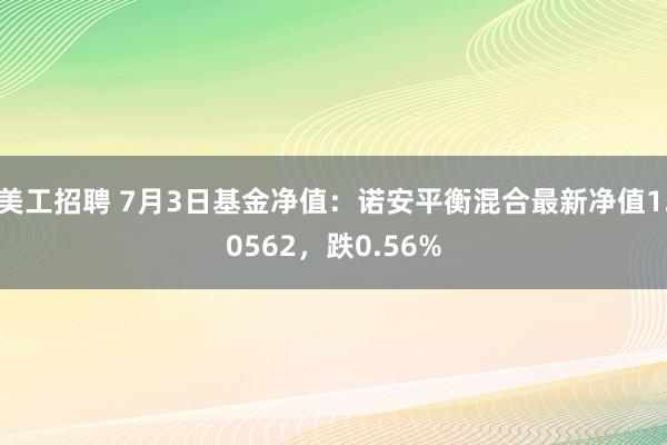 美工招聘 7月3日基金净值：诺安平衡混合最新净值1.0562，跌0.56%