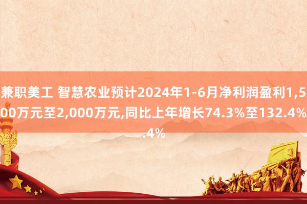 兼职美工 智慧农业预计2024年1-6月净利润盈利1,500万元至2,000万元,同比上年增长74.3%至132.4%