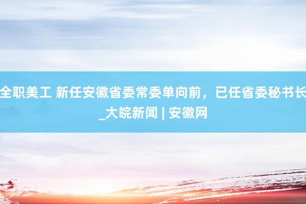 全职美工 新任安徽省委常委单向前，已任省委秘书长_大皖新闻 | 安徽网